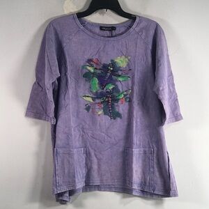 Creation Dragonfly Pocket T-Shirt, Women's Size L - Purple